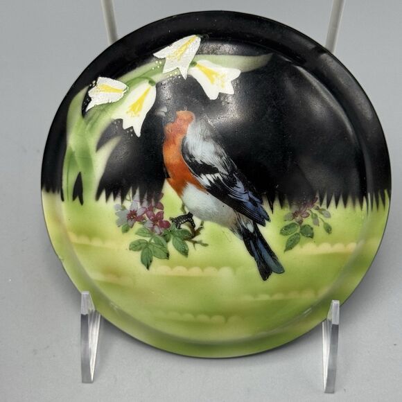 Prov SXE Germany Rd Porcelain Trinket Vanity Dish Handpainted Oriole Bird READ - Picture 13 of 13